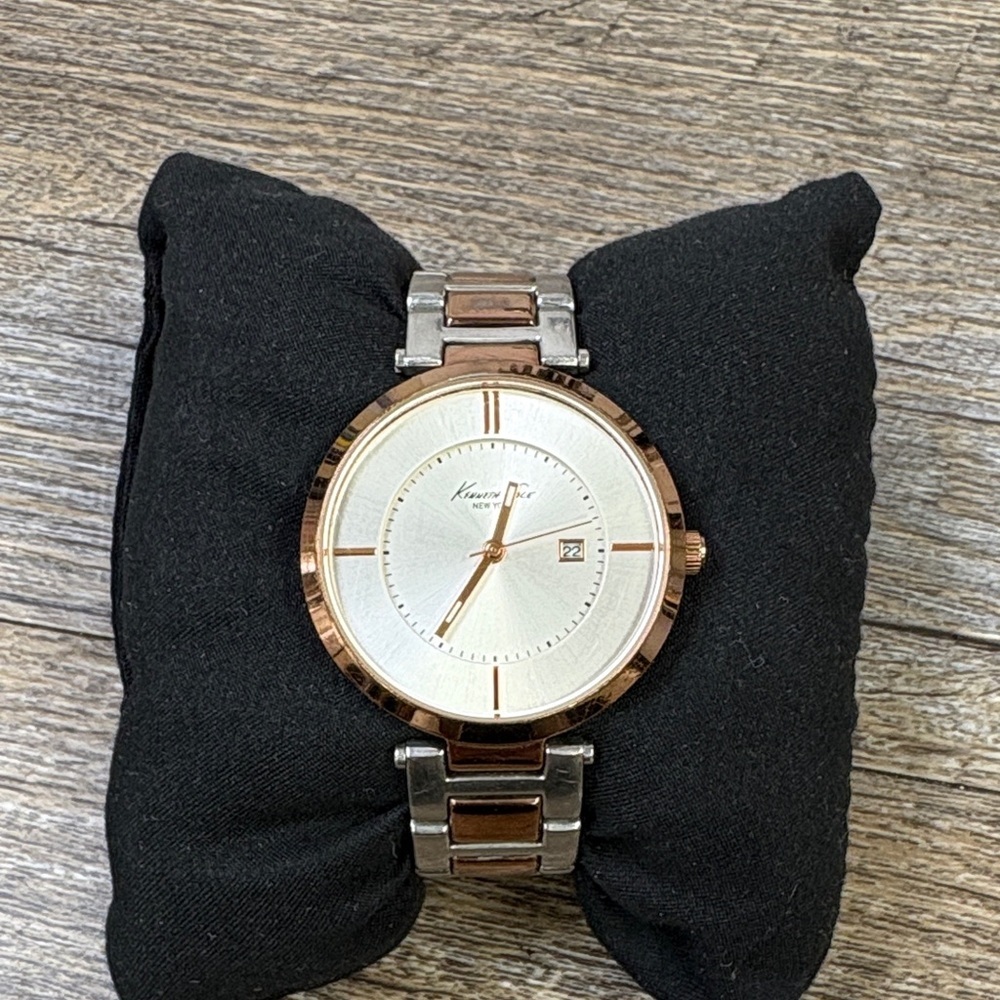 ⌚ Kenneth Cole New York Two-Tone Rose Gold & Silver Watch | Date Window